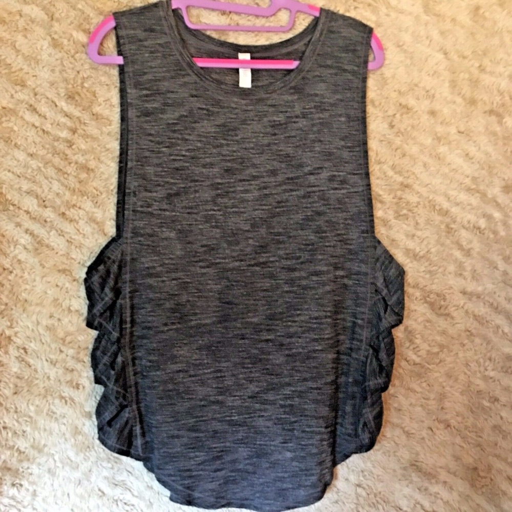 LULUEMON ATHLETICA BLACK GRAY HEATHERED OPEN SIDES